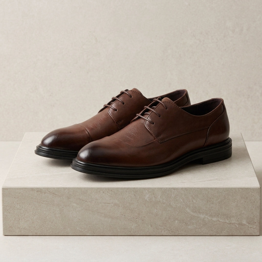 Ace Grey Leather OxfordBrogue Shoes