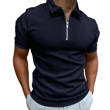 Dario Slim-Fit Knit Polo with Contemporary Mid-Zip Design