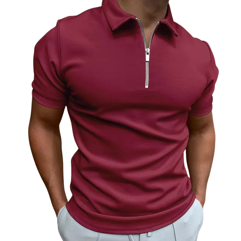 Dario Slim-Fit Knit Polo with Contemporary Mid-Zip Design