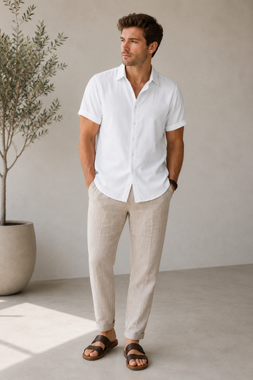 Men's short-sleeve button-up shirt