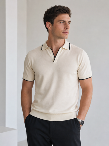 Short Sleeve Contrast Trim Polo Men