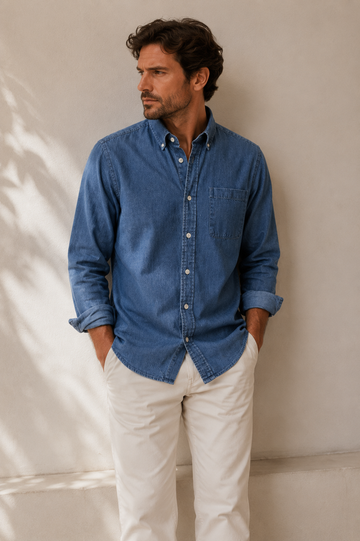 Men's denim shirt with buttons