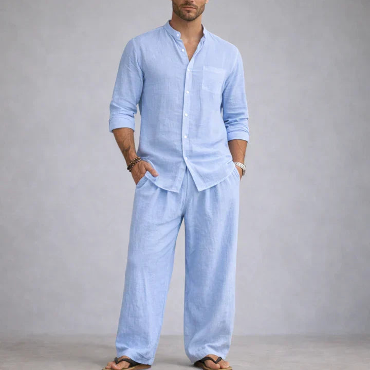 Men’s Casual Shirt and Pants Set Long Sleeve Relaxed Fit Lounge Outfit