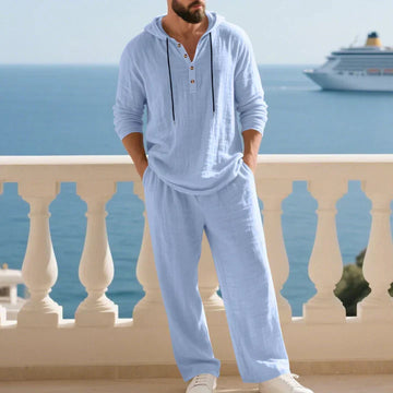 Men’s Casual Shirt and Pants Set Long Sleeve Relaxed Fit Lounge Outfit