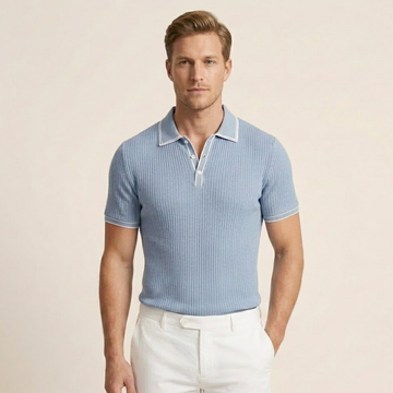 Men's Short-sleeved Ribbed Polo Shirt