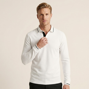 Men's Long-sleeved Polo Shirt with Contrast Details