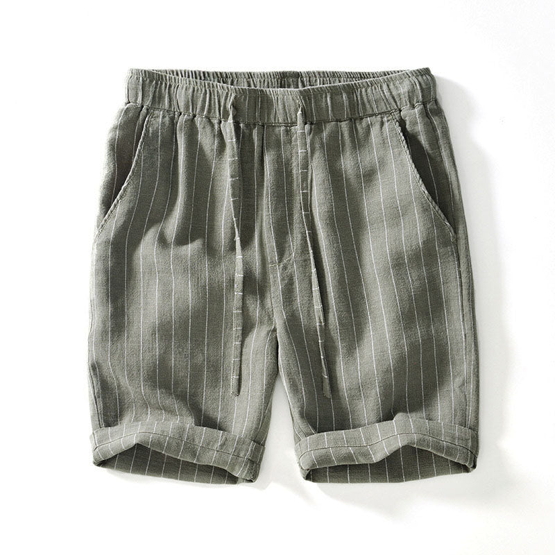 Coastal Breeze Pinstripe Linen Shorts