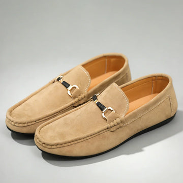 Bellano Men Rubber Sole Suede Buckle Loafers