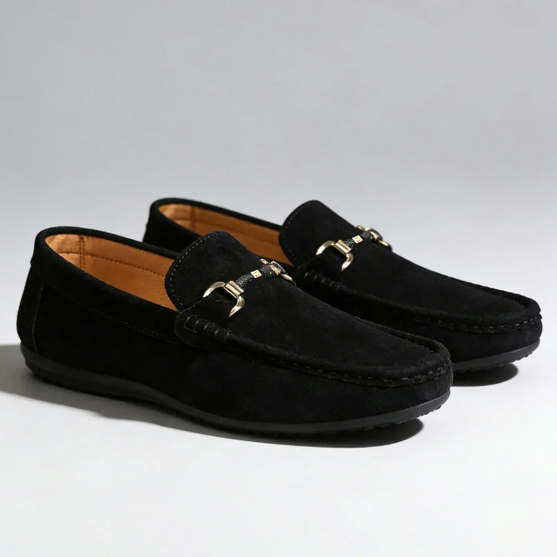 Bellano Men Rubber Sole Suede Buckle Loafers