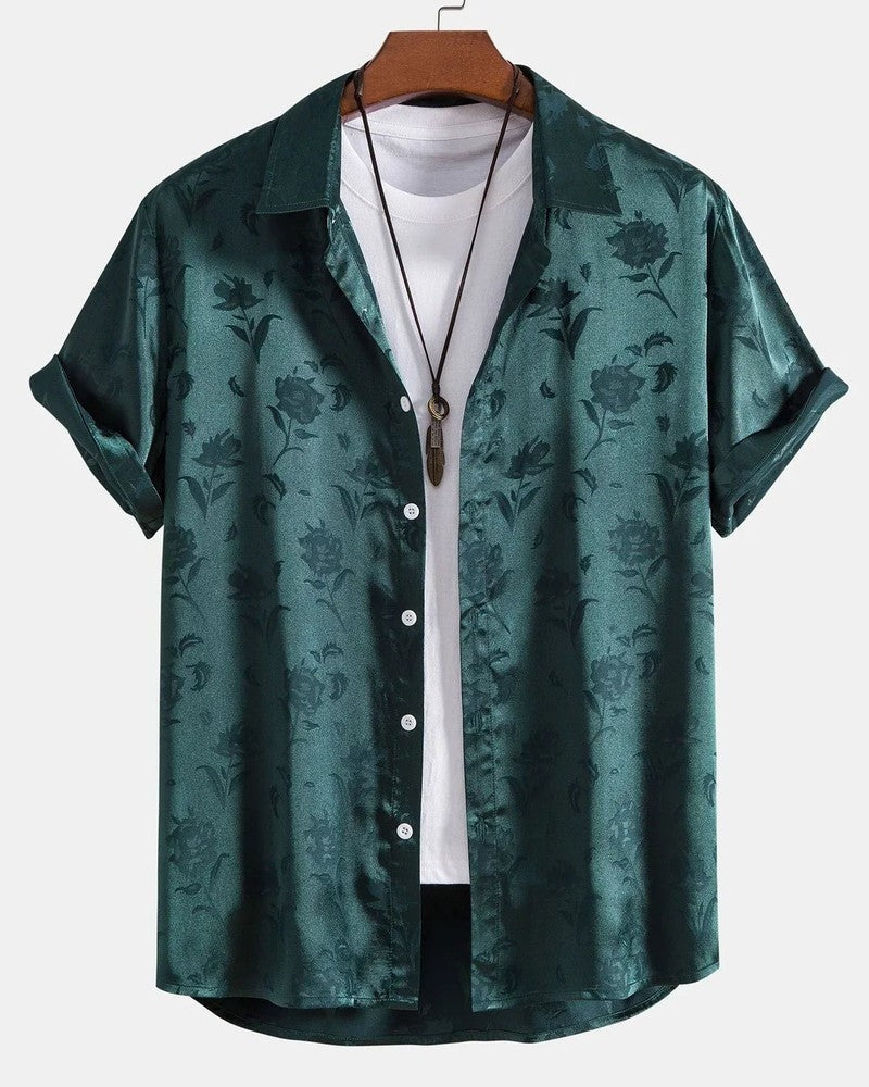 Floral Textured Relaxed Fit Button-Up Shirt