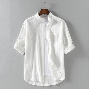 Mandarin Relaxed Fit Banded Collar Shirt
