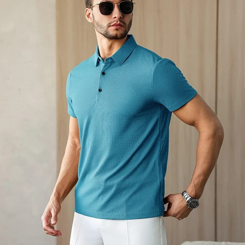 Modern Fitted Knit Polo Shirt