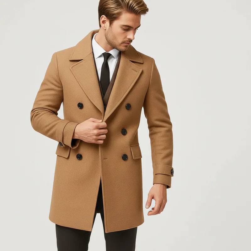 Rothfield Wool Double-Breasted Overcoat