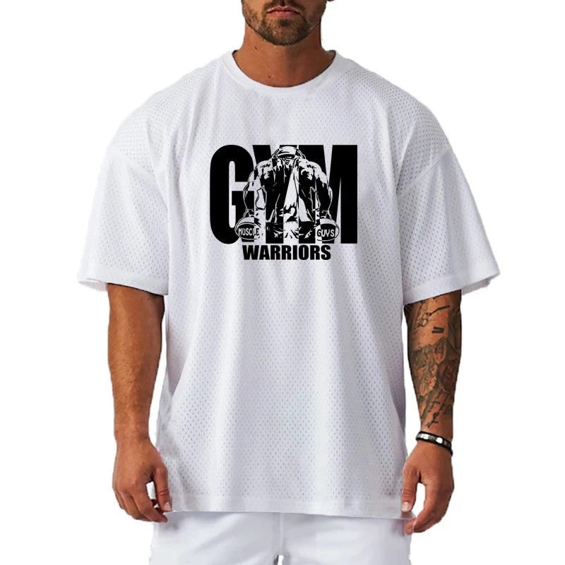 Oversized Mesh Workout Graphic T-Shirt