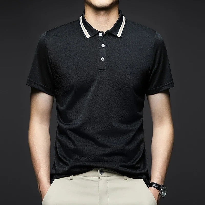 Piqué Stripe Collar Polo Shirt