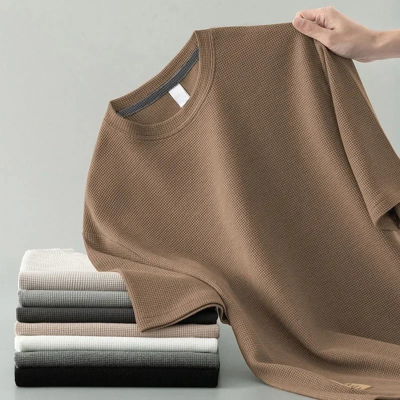 Waffle Knit Relaxed Crewneck T-Shirt